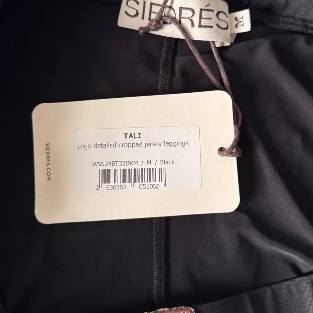 New SIEDRES Tali Logo Detail Cropped Jersey Leggings in Black Women's Size M - Picture 6 of 8